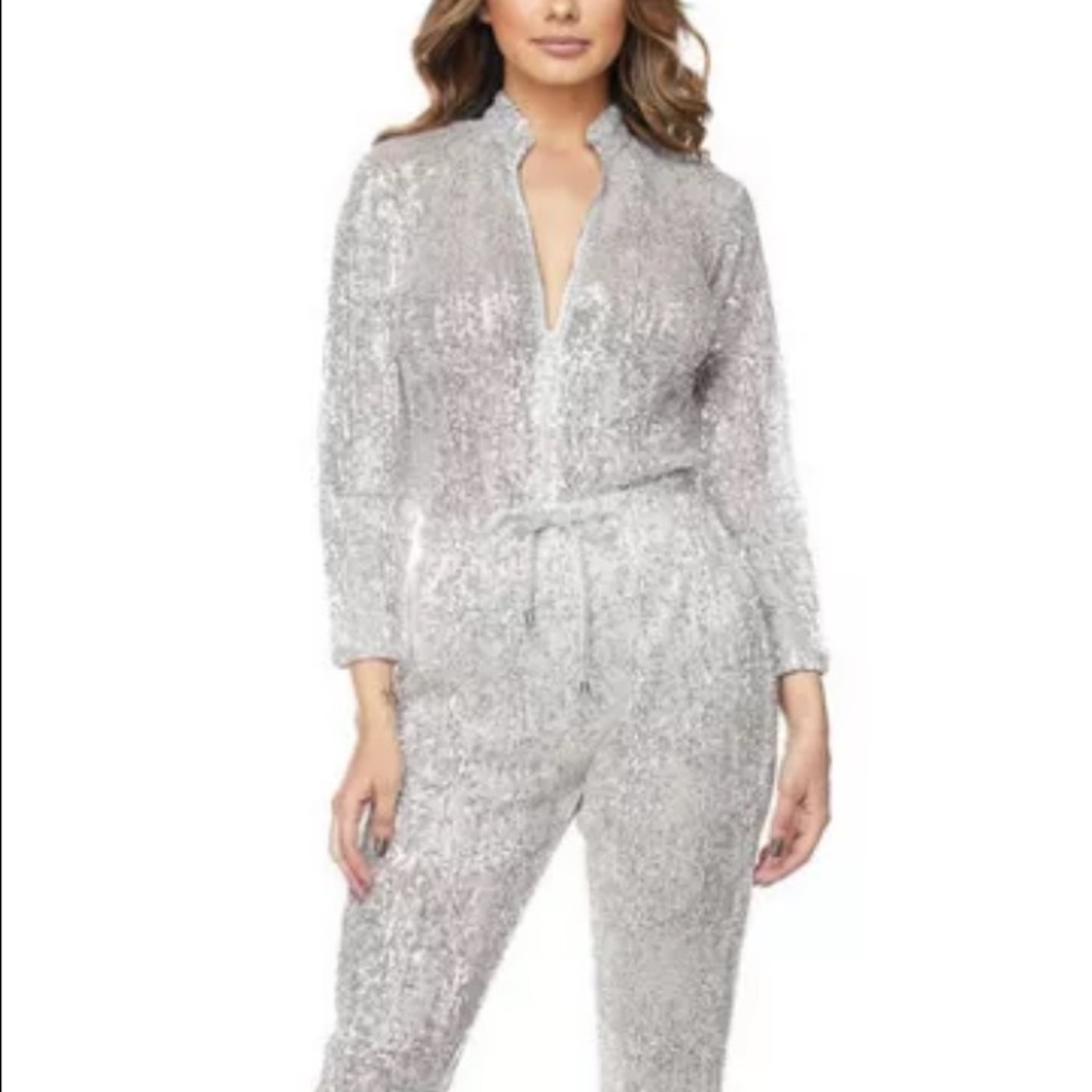 Silver sequin jumpsuit -